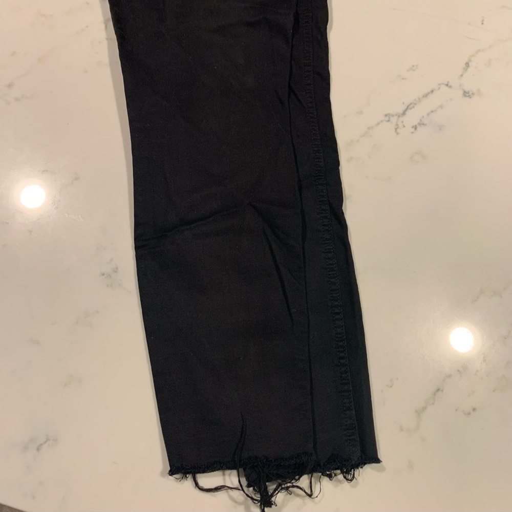 7 for all Mankind, Black Blair pants.  Mid rise. Raw hem.